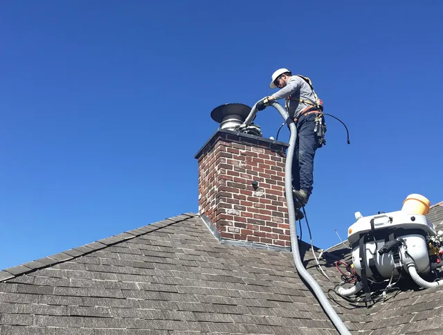 Dedicated Tallmadge Chimney Sweep team member cleaning a chimney in Tallmadge, OH