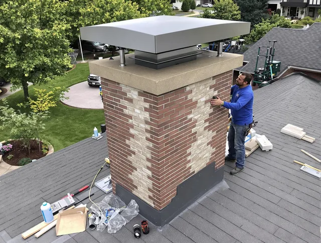 Tallmadge Chimney Sweep team working on a custom chimney remodel in Tallmadge, OH