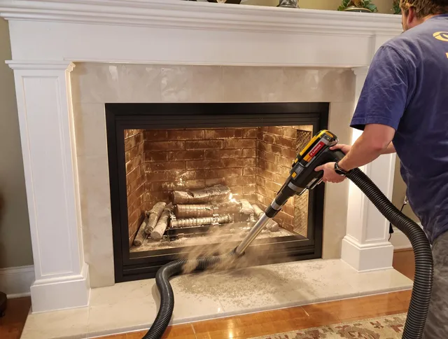Fireplace cleaning performed by Tallmadge Chimney Sweep in Tallmadge, OH